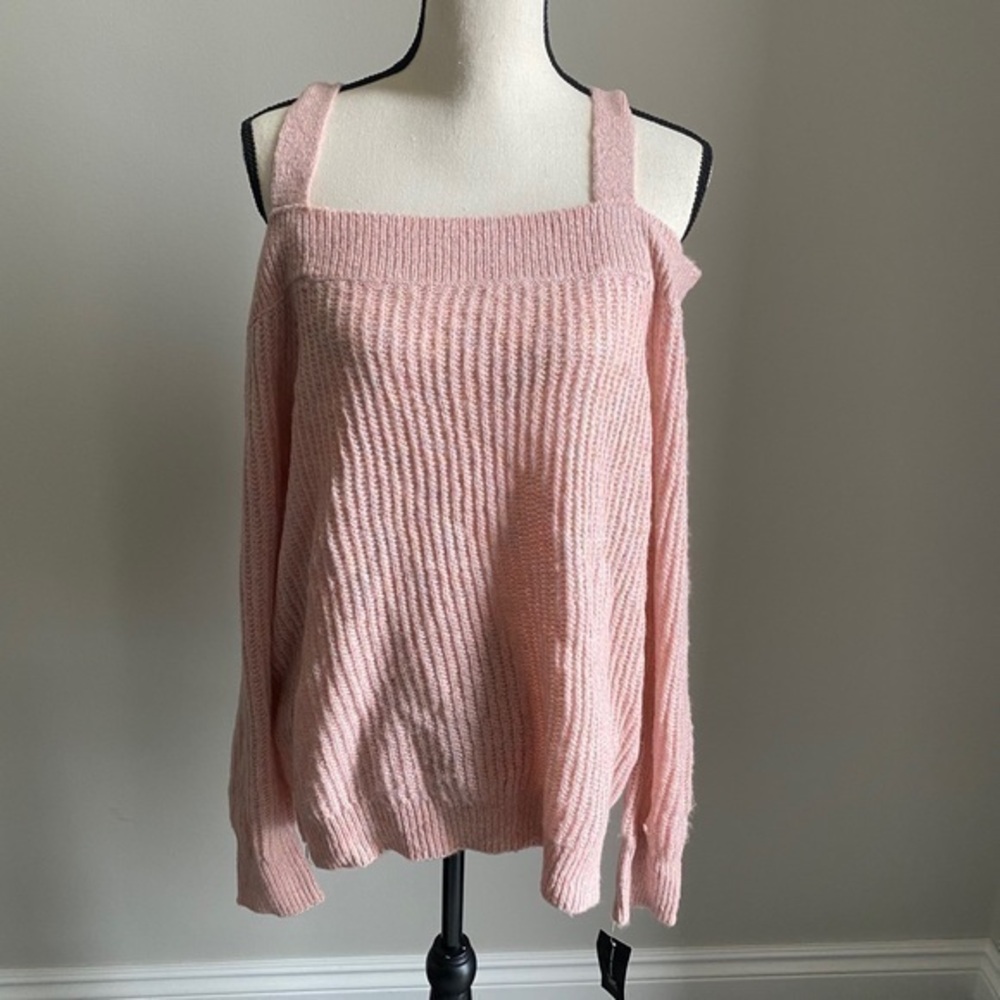 NWT INC Pink Cold Shoulder Sweater Size XXL